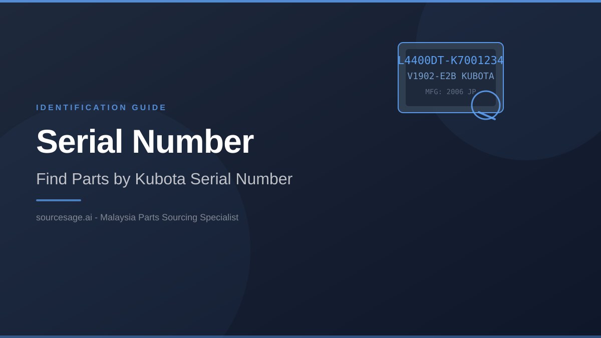 Partially legible Kubota tractor serial number plate, surface rust making digits difficult to read