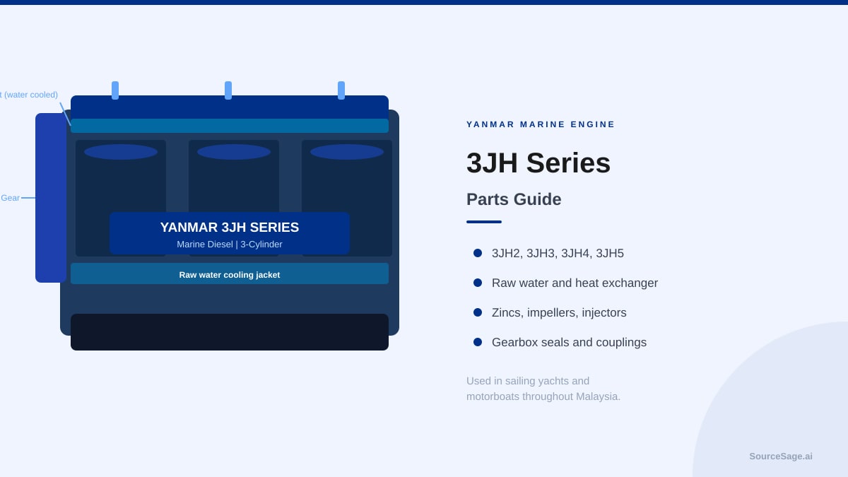Yanmar 3JH series marine diesel engine component diagram
